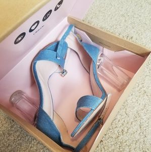 Denim Chunky Clear Heels